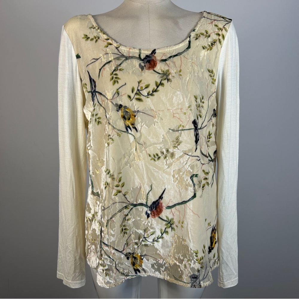Deletta Cream Floral Long Sleeve Blouse